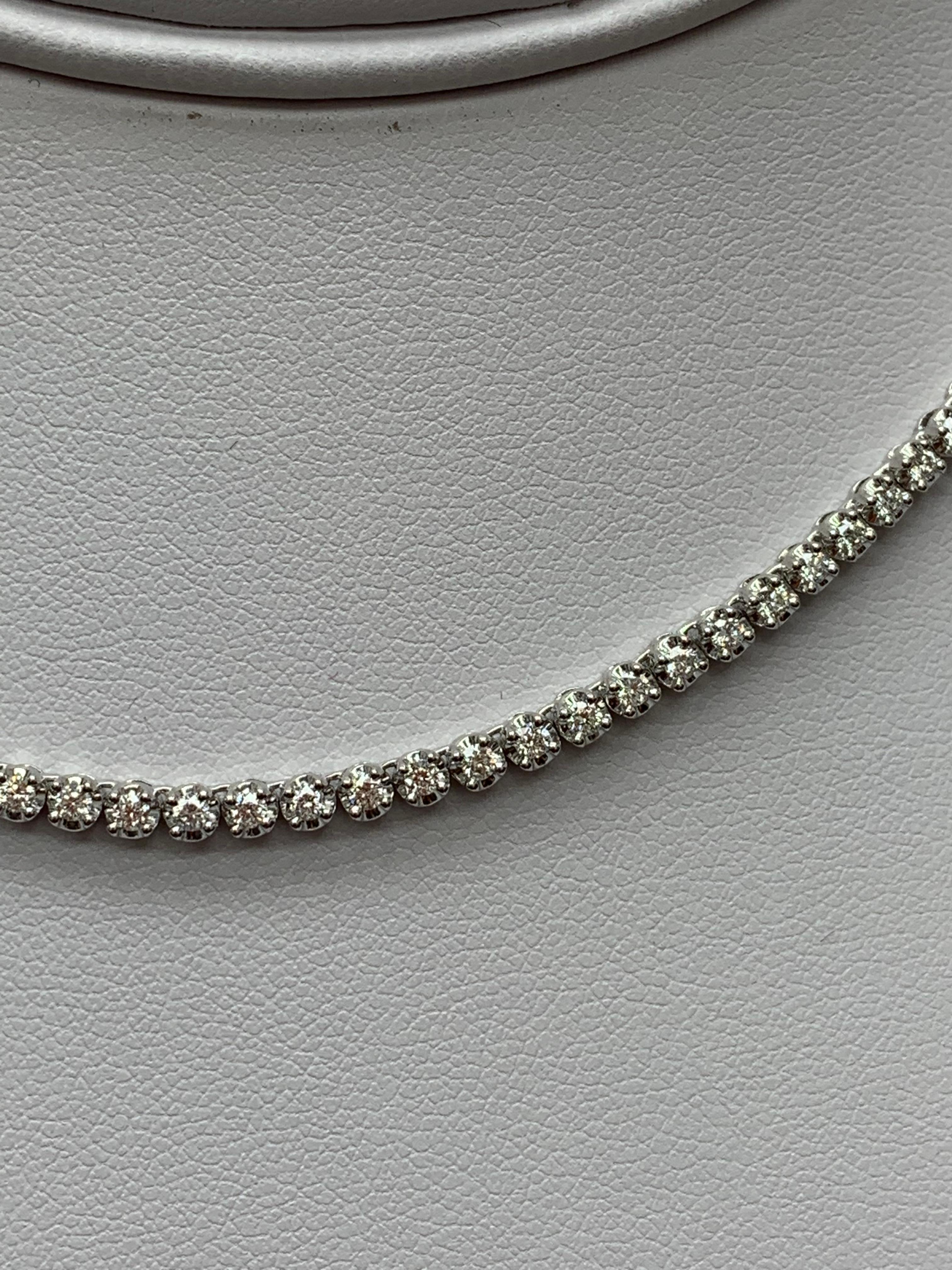 Collana girocollo con diamanti da 1,01 carati in oro bianco 14 carati in vendita 1