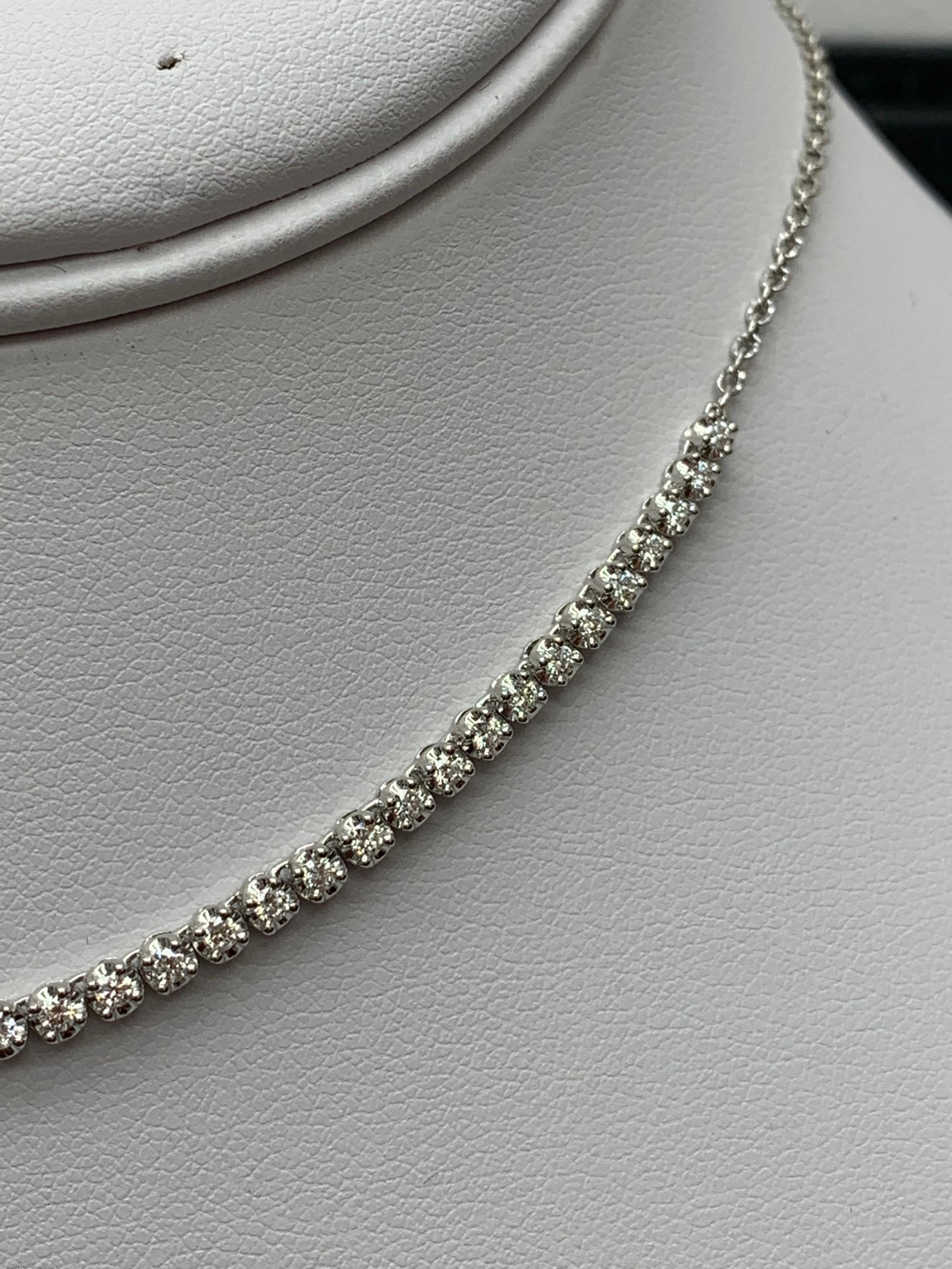 Collana girocollo con diamanti da 1,01 carati in oro bianco 14 carati in vendita 2