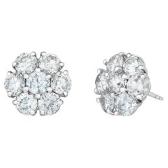 Orecchini a grappolo con diamante da 1,01 carati in oro bianco 14K