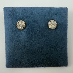 1.01 Carat Diamond Cluster Earrings in 14K Yellow Gold