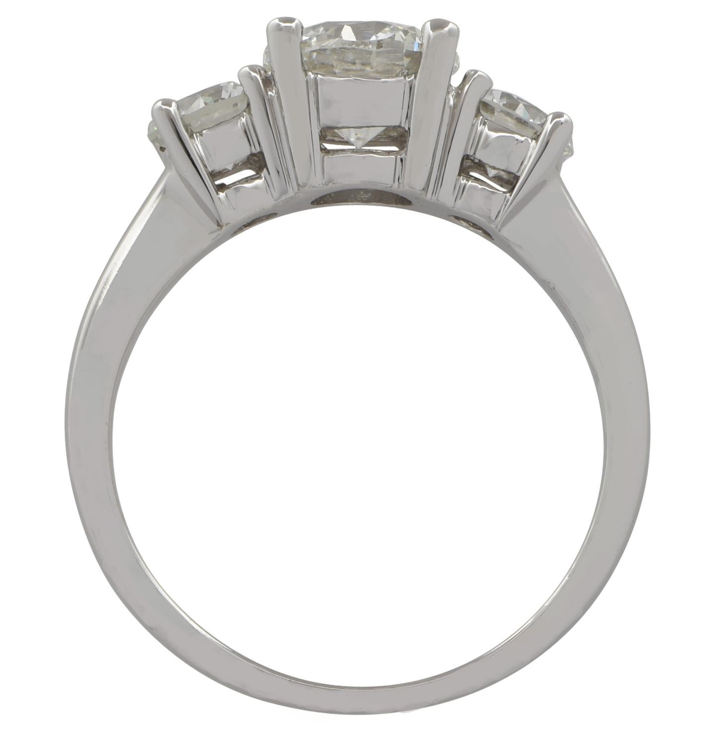 Modern 1.01 Carat Diamond Engagement Three-Stone Platinum Ring