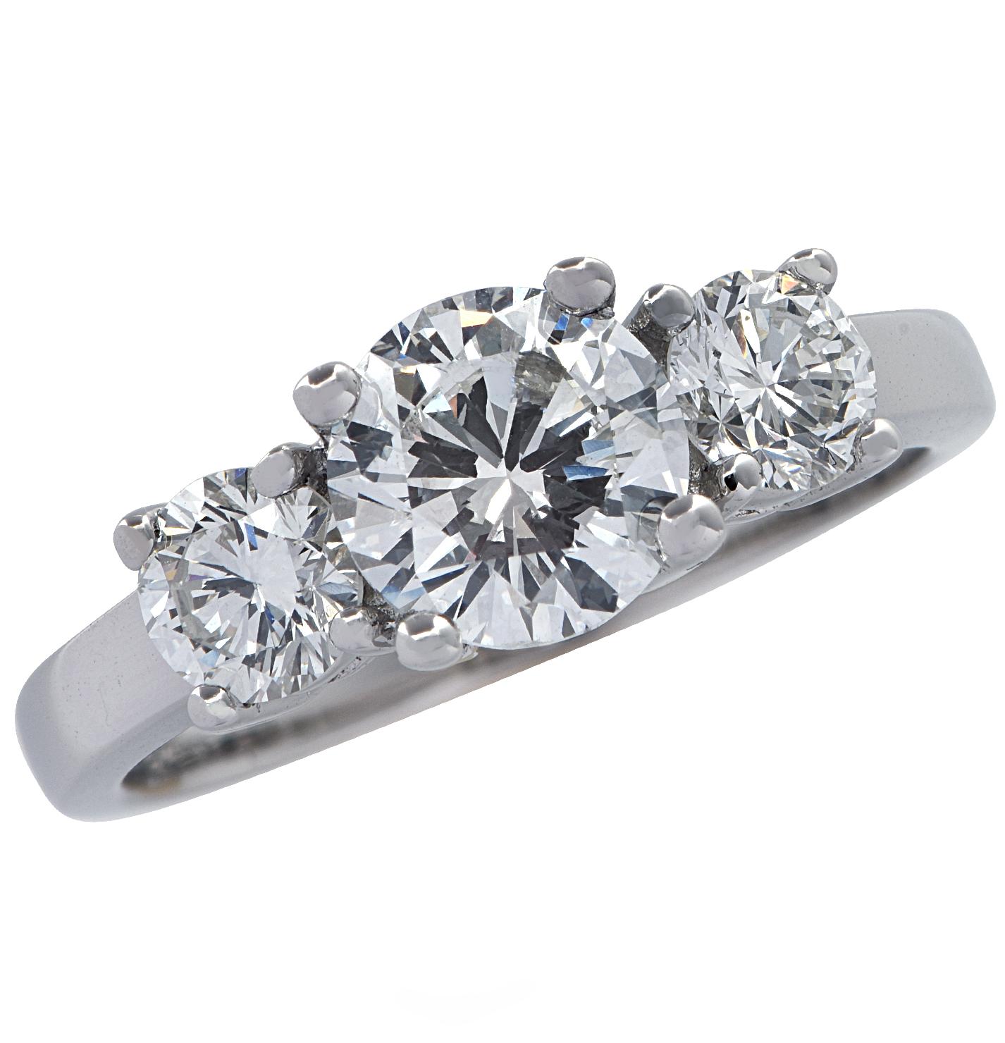 1.01 Carat Diamond Engagement Three-Stone Platinum Ring