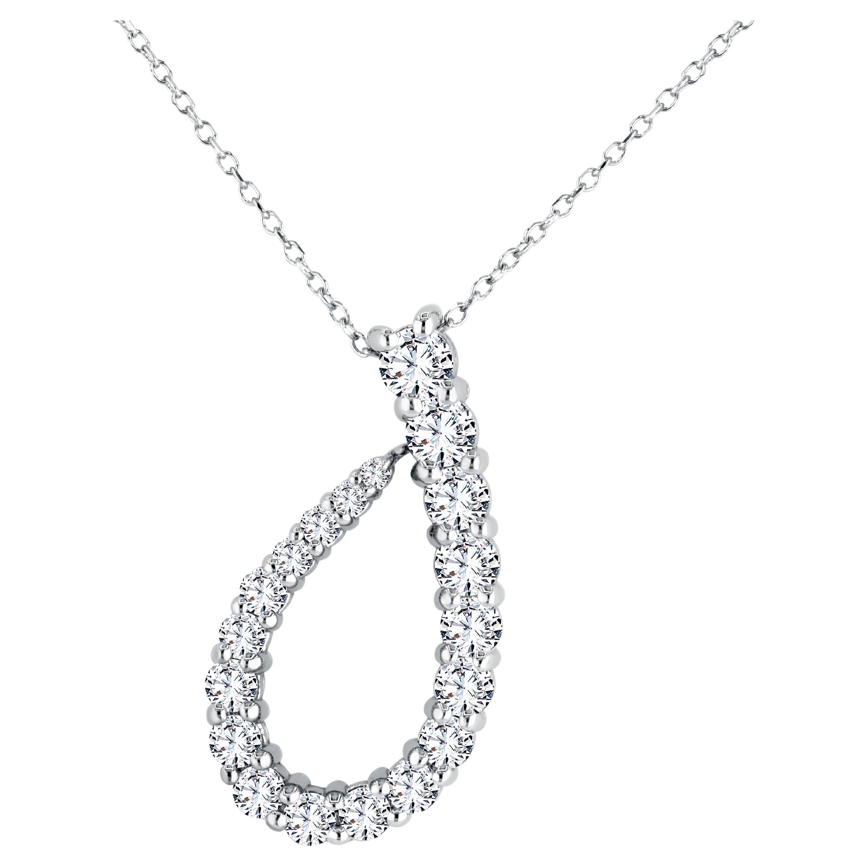 1.01 Carat Diamond Graduated Asymmetric Pear Swirl Pendant in 14W Gold ref2169 For Sale