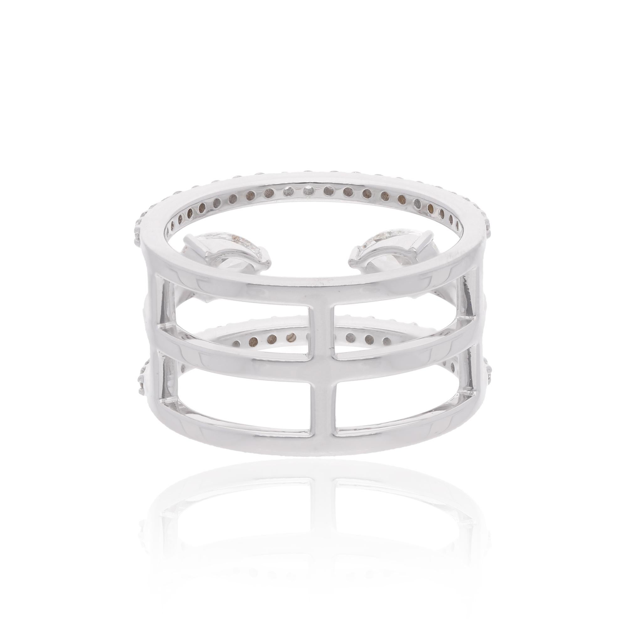 En vente :  1.01 Carat Diamond Pave Set Band Ring 18 Karat White Gold Handmade Fine Jewelry (en anglais) 4