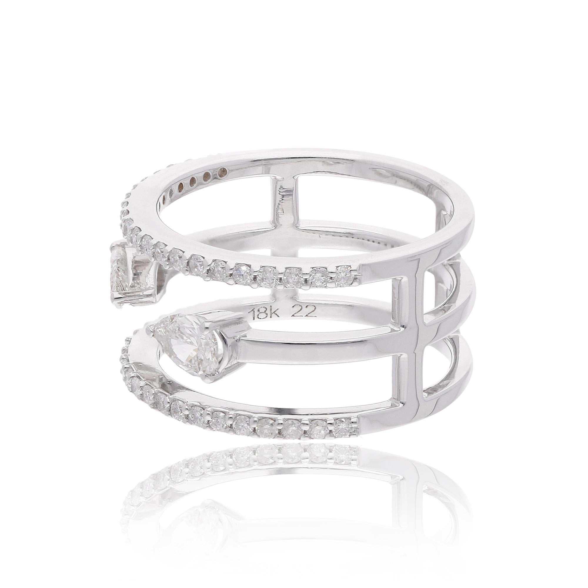 En vente :  1.01 Carat Diamond Pave Set Band Ring 18 Karat White Gold Handmade Fine Jewelry (en anglais) 5