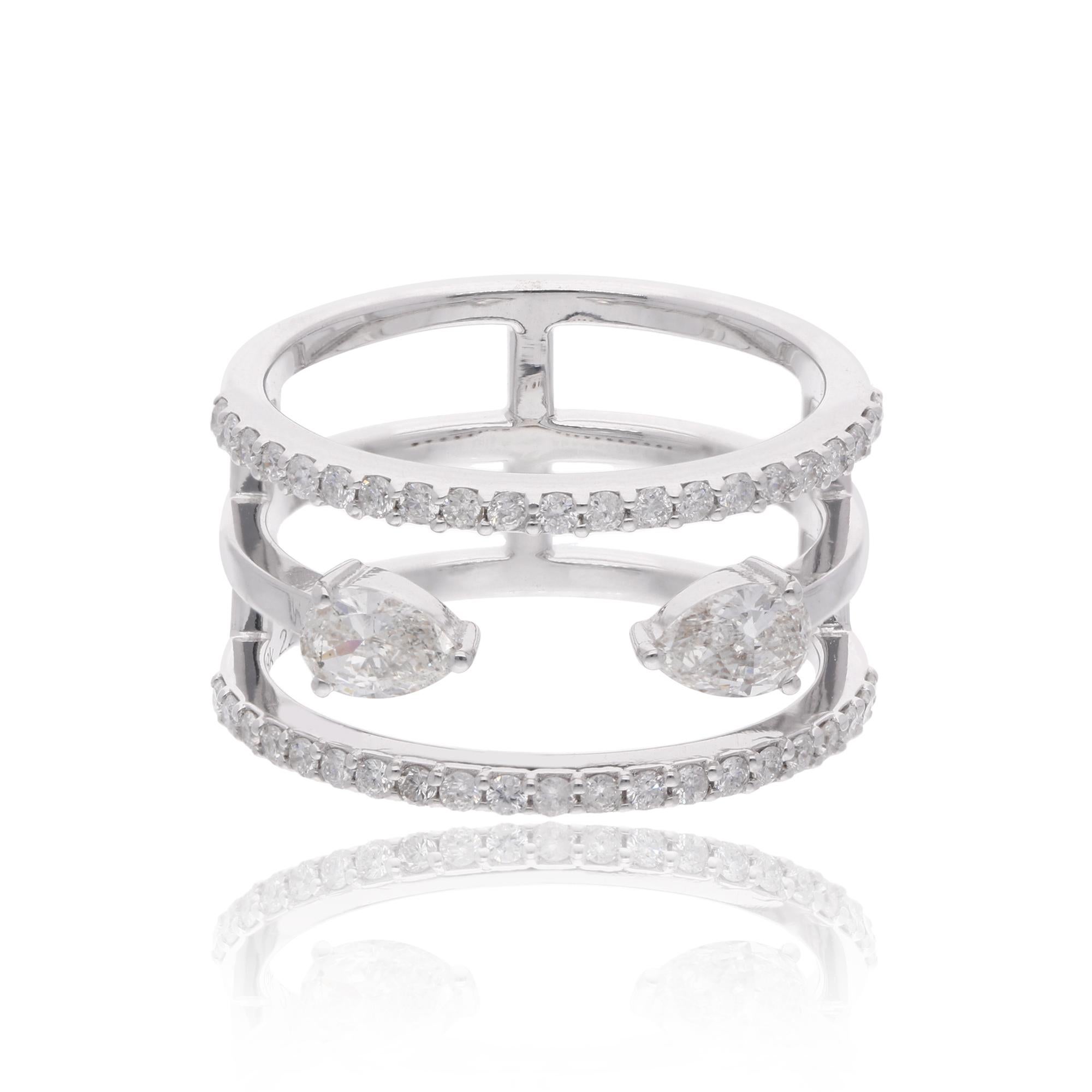 1.01 Carat Diamond Pave Set Band Ring 18 Karat White Gold Handmade Fine Jewelry (en anglais)