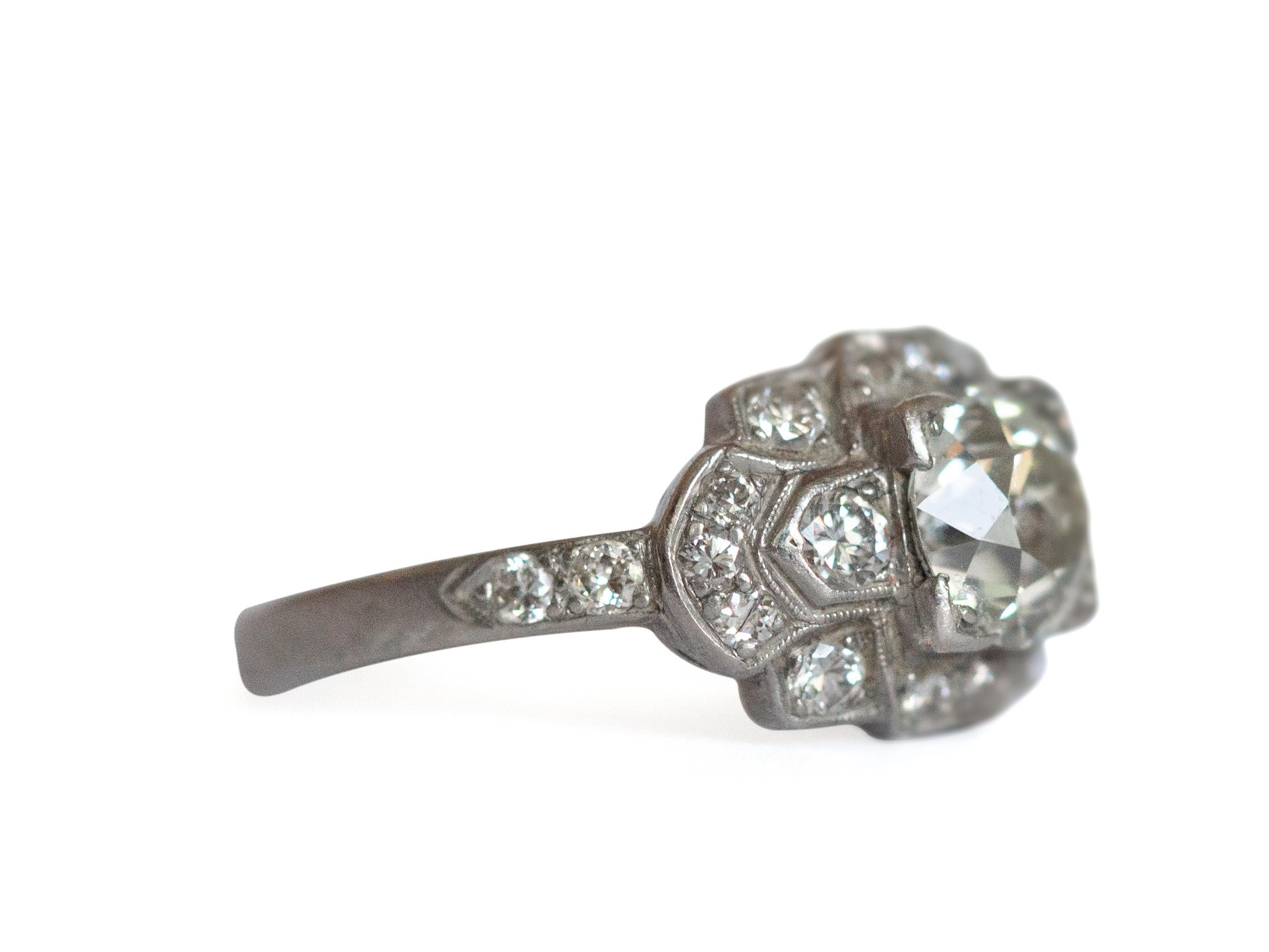 Art Deco 1.01 Carat Diamond Platinum Engagement Ring For Sale