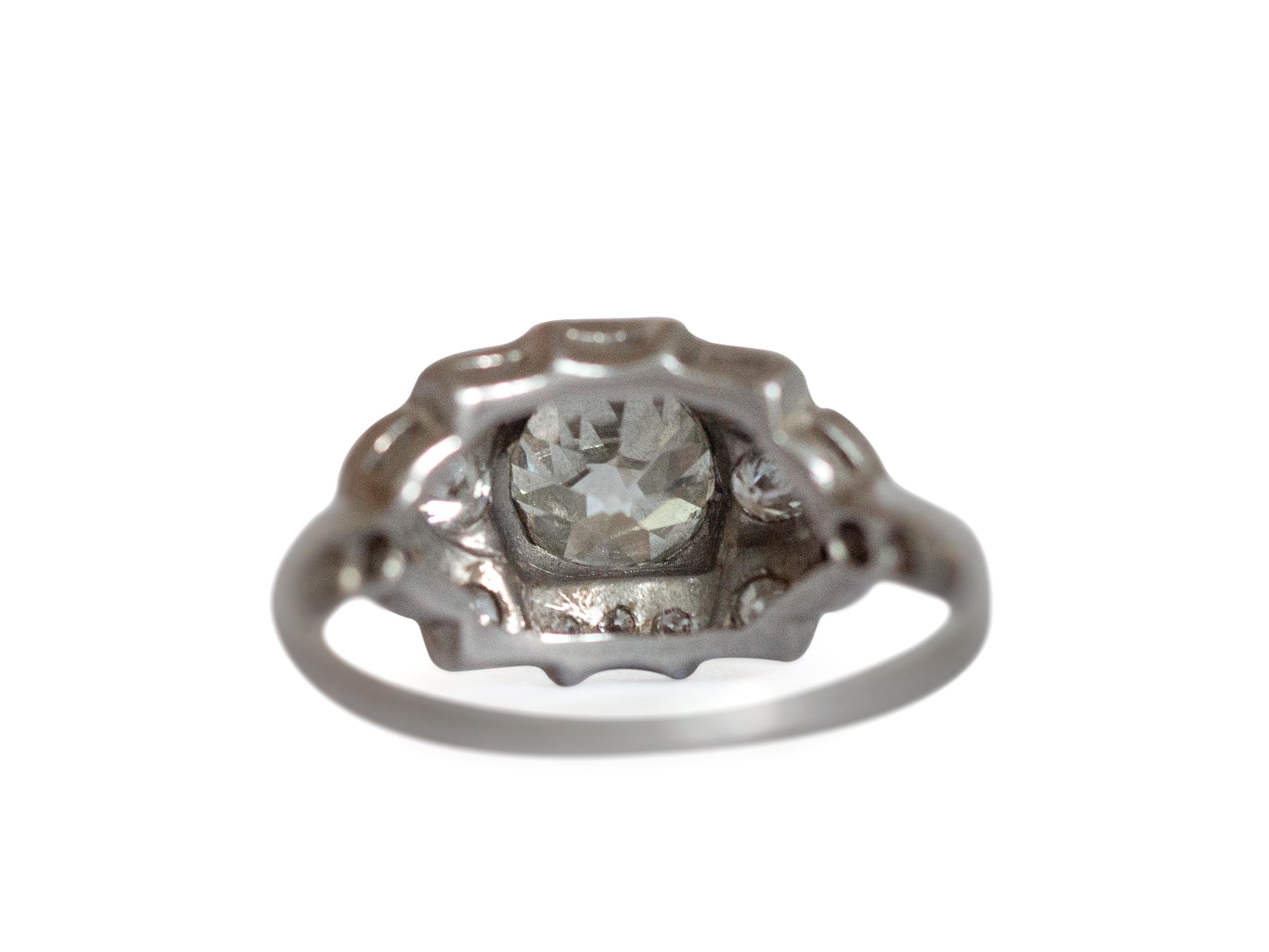 Old European Cut 1.01 Carat Diamond Platinum Engagement Ring For Sale