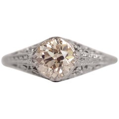 Antique 1.01 Carat Diamond Platinum Engagement Ring
