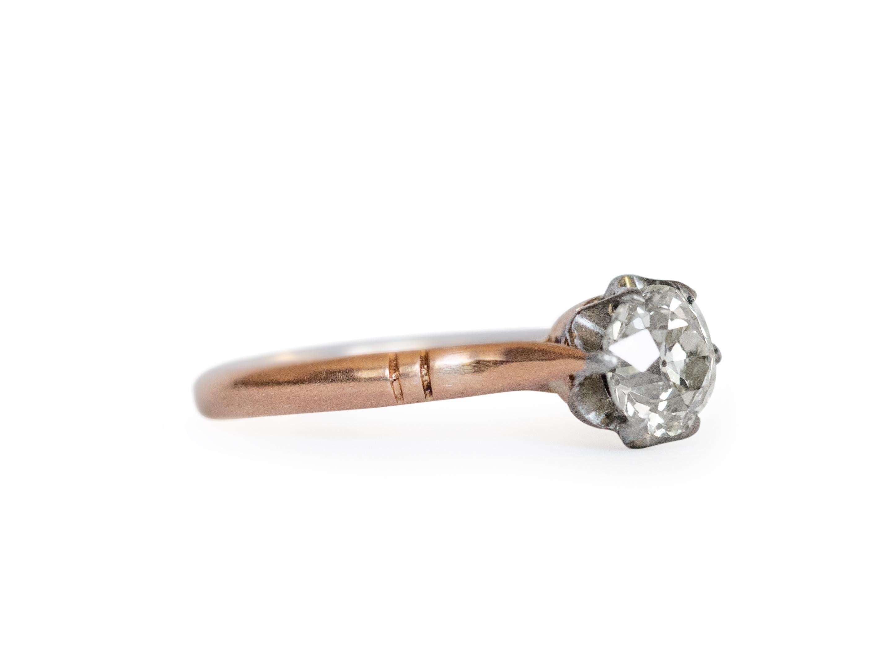 Edwardian 1.01 Carat Diamond Rose Gold Engagement Ring For Sale