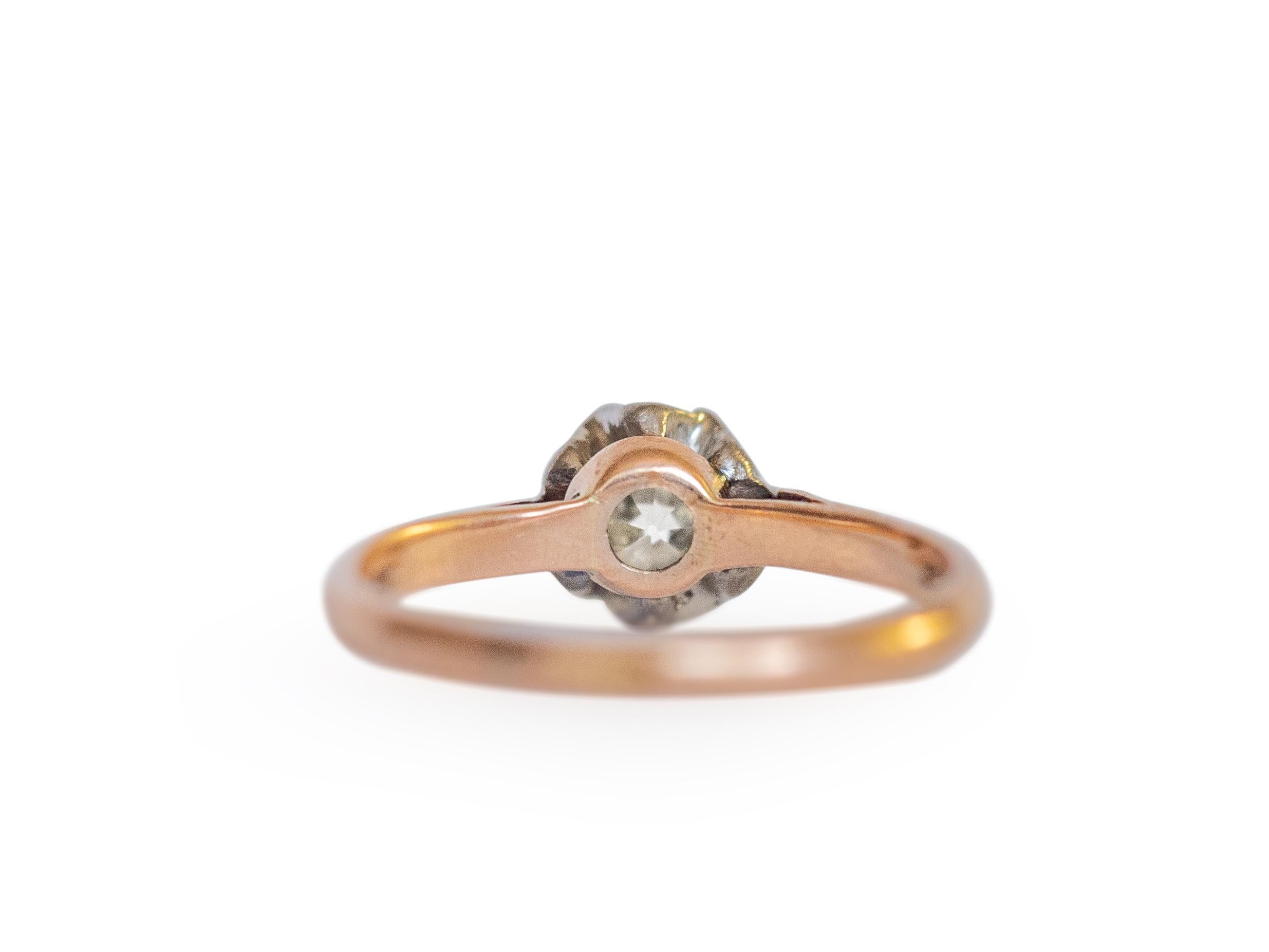 Old European Cut 1.01 Carat Diamond Rose Gold Engagement Ring For Sale