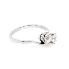 1.01 Carat Diamond Two-Stone Crossover Platinum Engagement Ring, circa 1920's
