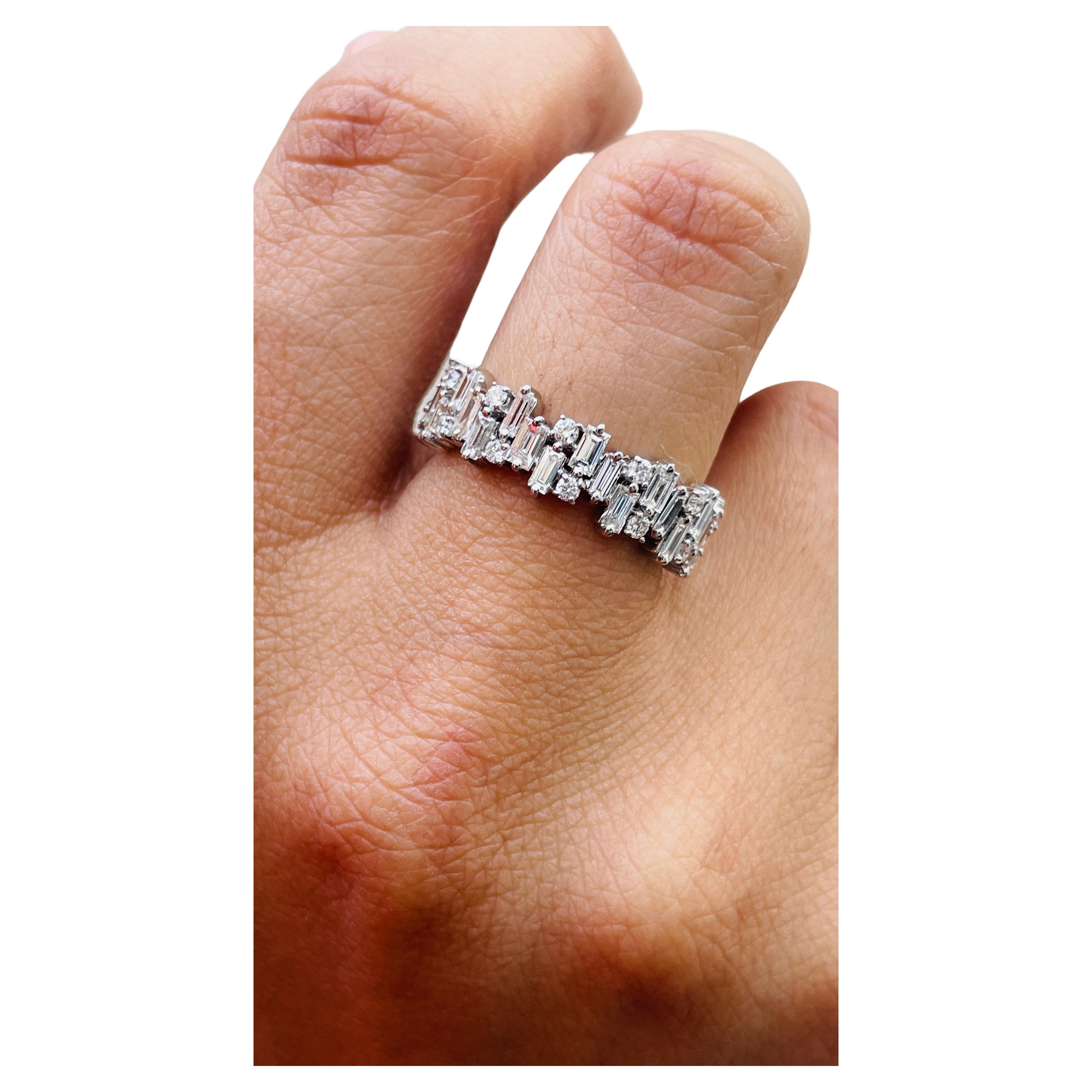 1.01 Carat Diamond Engagement Band Ring for Women in 14K White Gold
