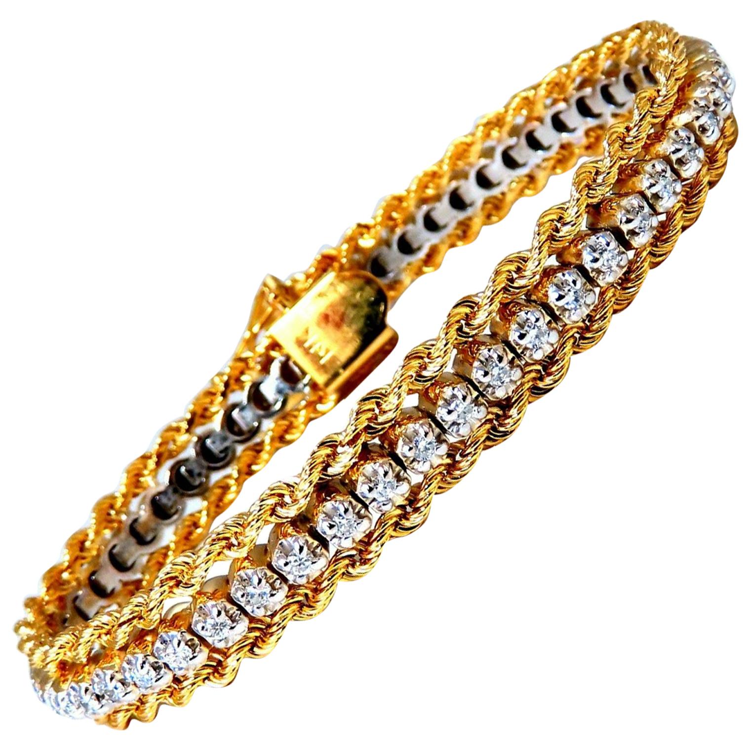 1.01 Carat Diamonds Vintage Three-Tiered Rope Chain Bracelet 14 Karat
