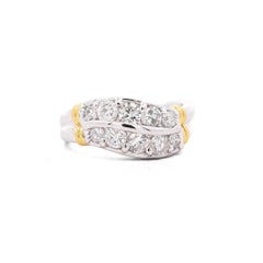 1.01 Carat Dual Row Diamond Channel Platinum & 18K Gold Wavy Band Ring (Bague ondulée en platine et or 18K)