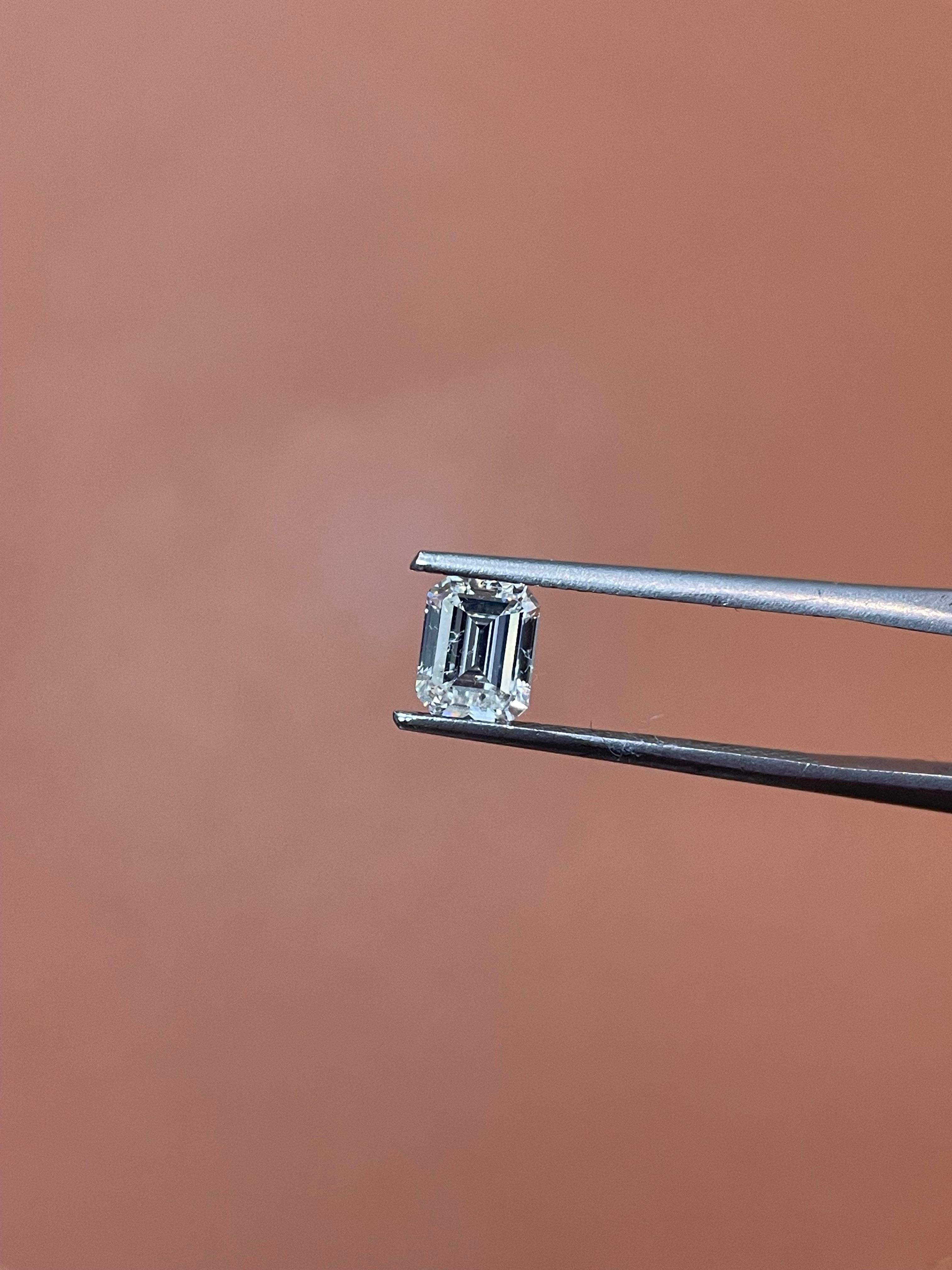 Taille émeraude Diamant de 1,01 carat de taille émeraude certifié Gia, de couleur G et de pureté Si1 en vente