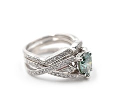 1.01 Carat Enhanced Green Diamond 18 Karat White Gold Simon G Engagement Set