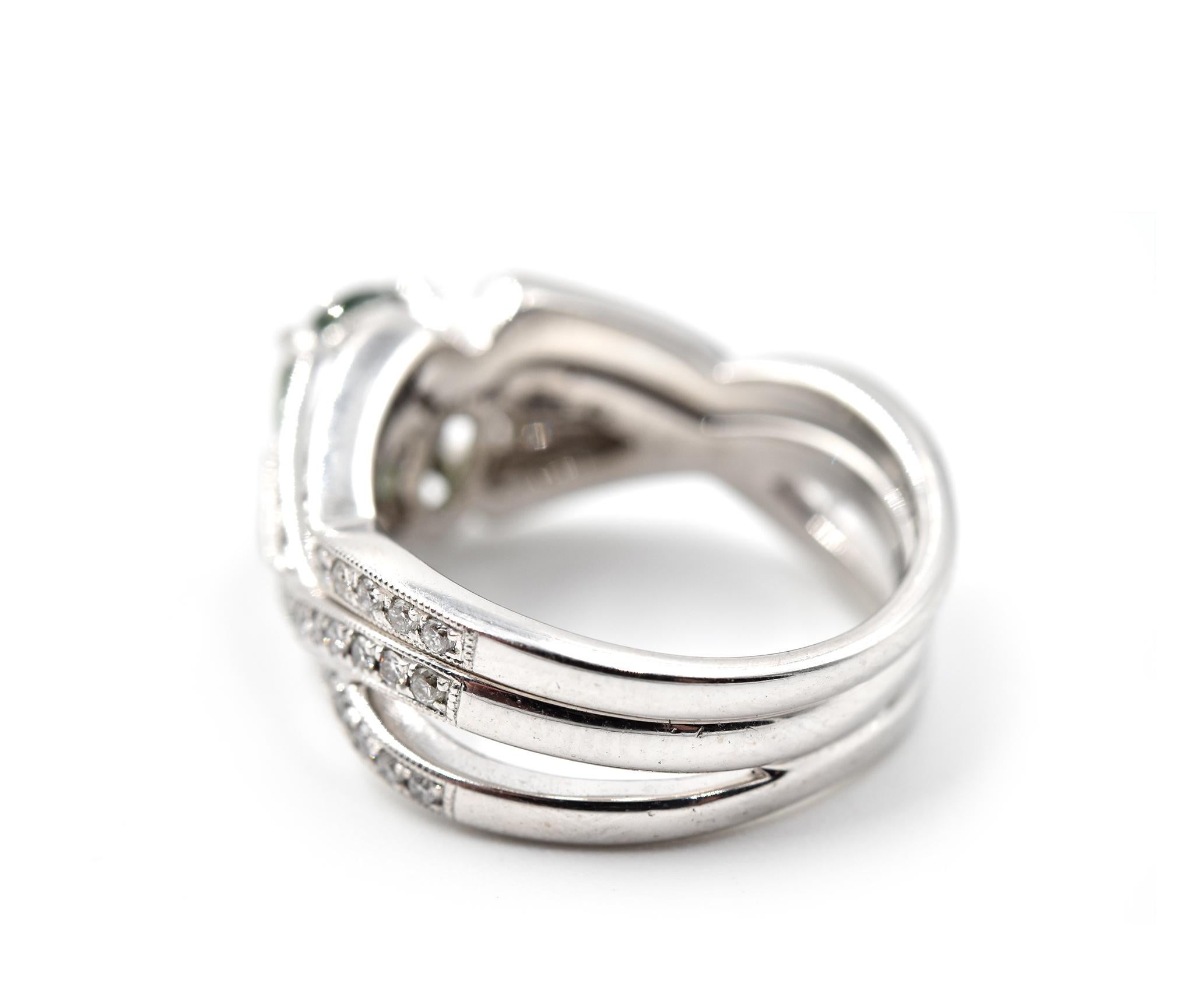 1,01 Karat verschönerter grüner Diamant 18 Karat Weißgold Simon G Verlobungsring im Zustand „Hervorragend“ im Angebot in Scottsdale, AZ