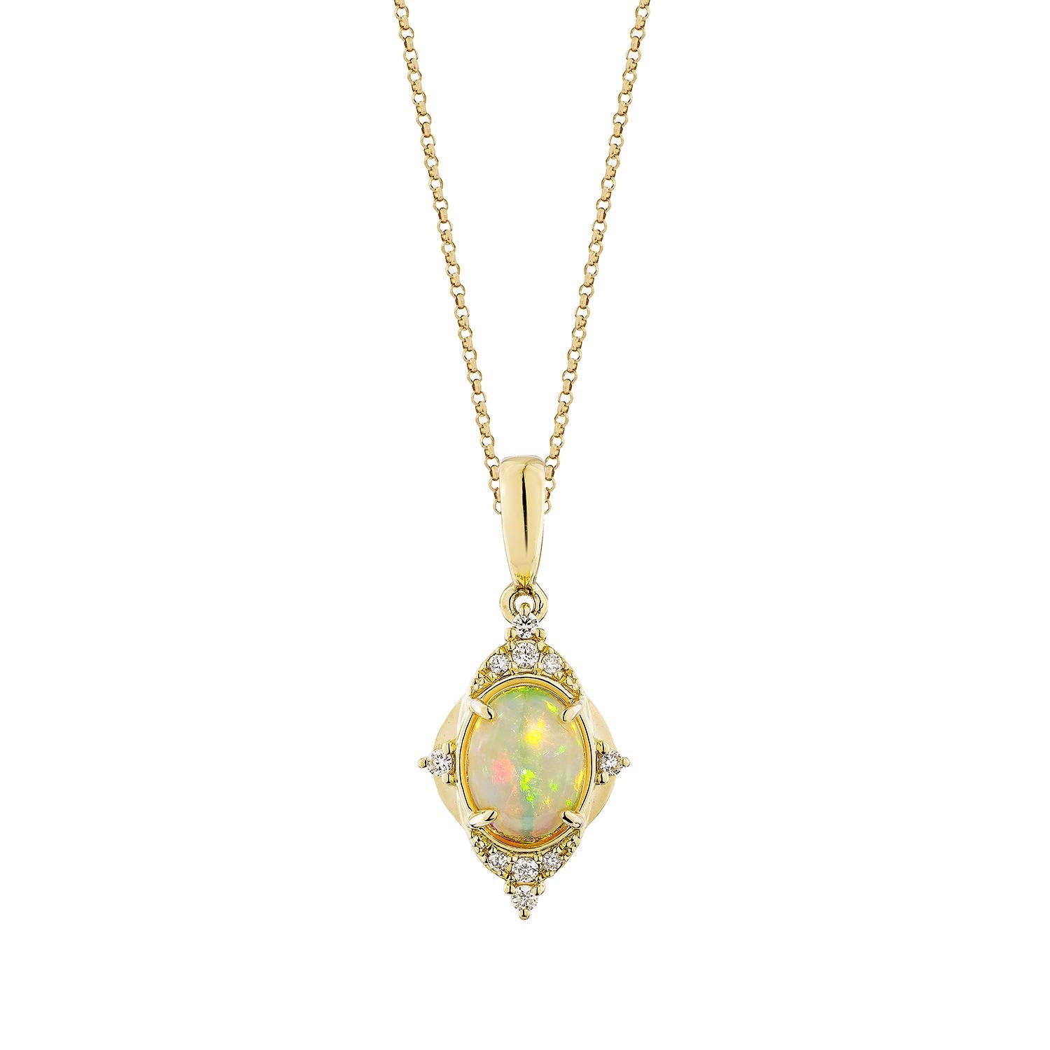 Contemporaneo Sunita Nahata Ciondolo di opale etiope da 1,01 carati in 14KYG con diamante bianco. in vendita