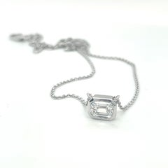 1.01 Carat F Color VS1 Emerald Cut Diamond Necklace
