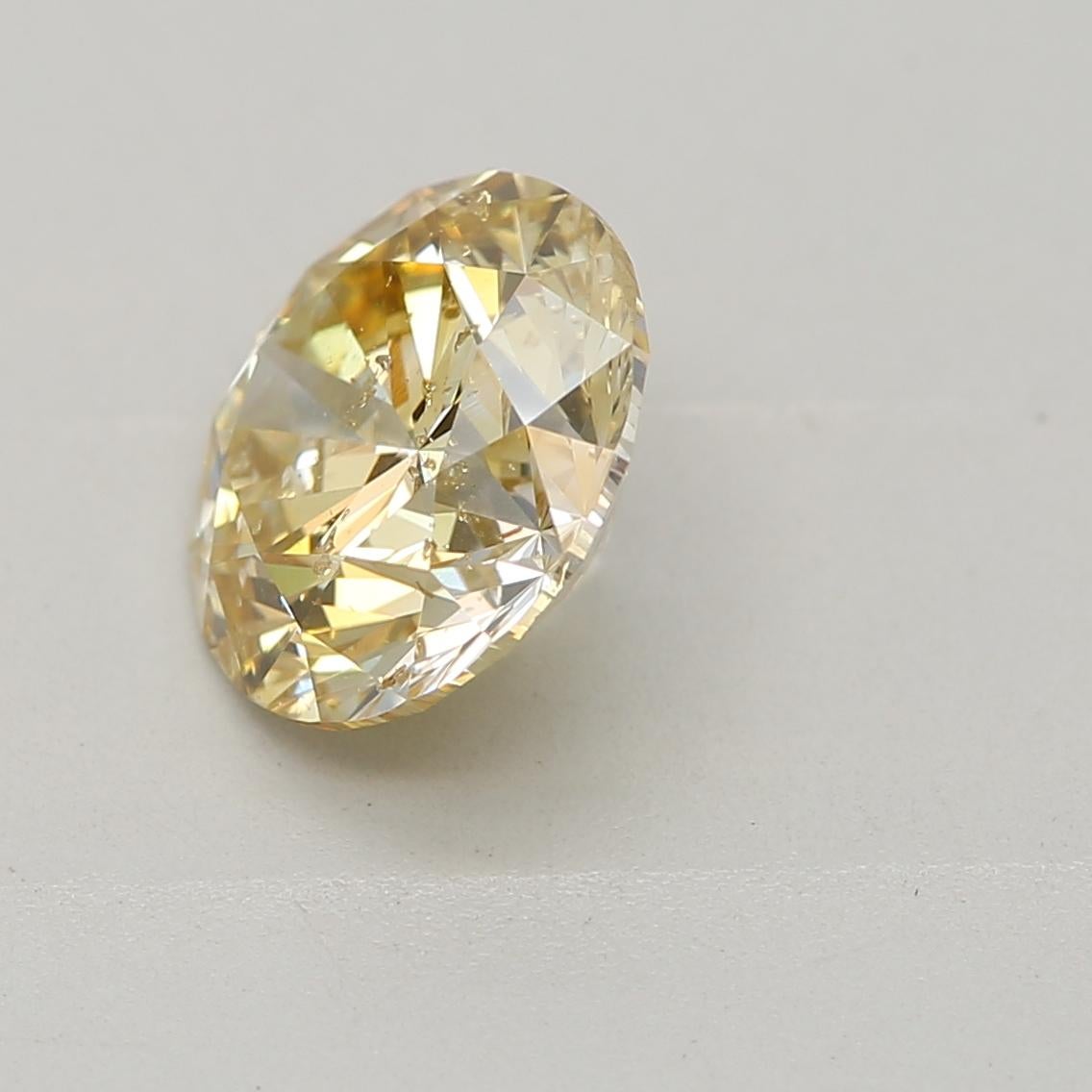 Round Cut 1.01-CARAT, FANCY BROWNISH YELLOW ROUND CUT DIAMOND I2 Clarity GIA Certified For Sale