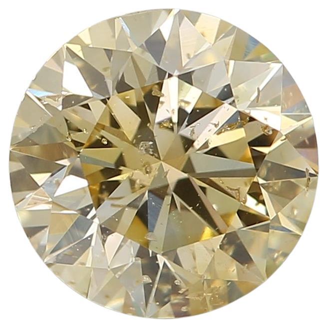 1.01-CARAT, FANCY BROWNISH YELLOW ROUND CUT DIAMOND I2 Clarity GIA Certified For Sale