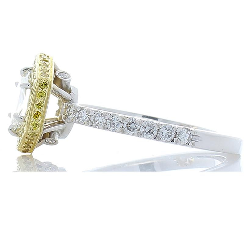 Contemporary 1.01 Carat Fancy Cut Diamond and Fancy Yellow Diamond Two-Tone Cocktail Ring