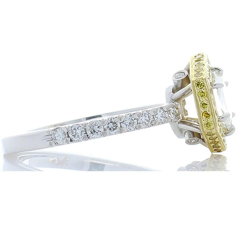 1.01 Carat Fancy Cut Diamond and Fancy Yellow Diamond Two-Tone Cocktail Ring In New Condition In Chicago, IL
