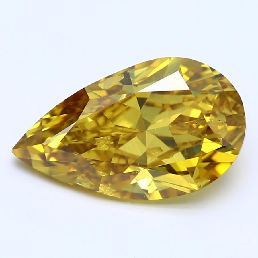 Diamant jaune foncé fantaisie taille poire de 1,01 carat certifié GIA Unisexe en vente