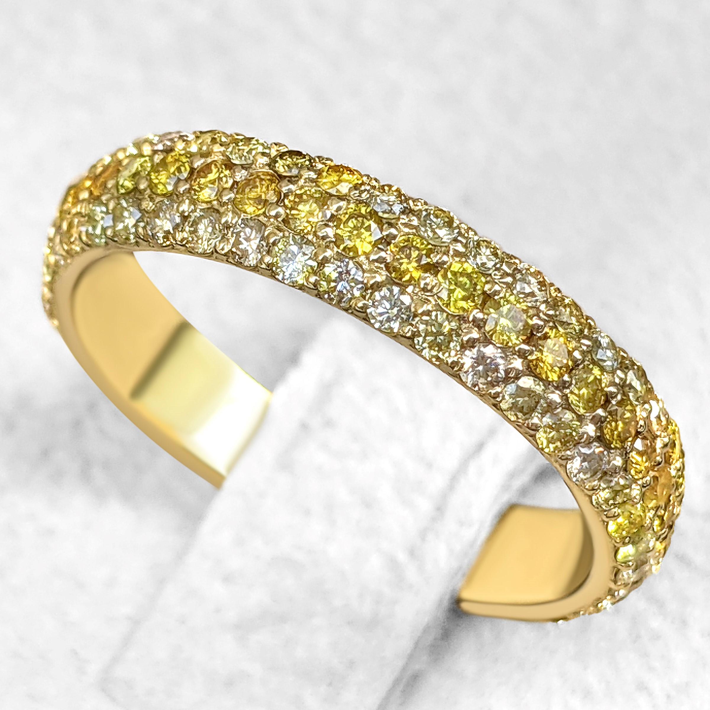Art Deco NO RESERVE - 1.01 Carat Fancy Diamonds Eternity Band, 14k Yellow Gold Ring