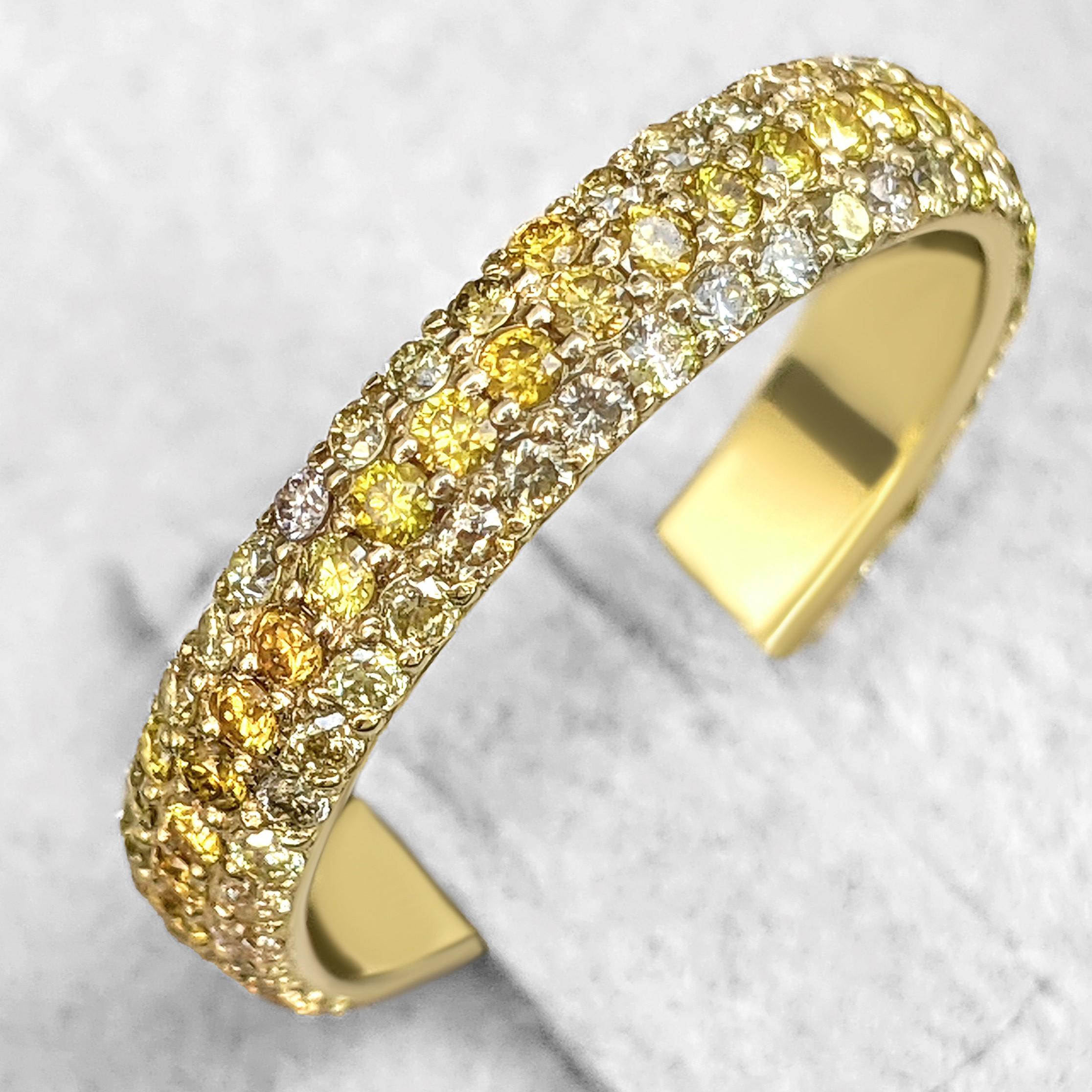 NO RESERVE - 1.01 Carat Fancy Diamonds Eternity Band, 14k Yellow Gold Ring In New Condition In Ramat Gan, IL