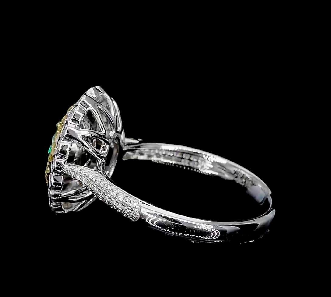 Oval Cut 1.01 Carat Fancy Intense Green Diamond Ring VS Clarity AGL Certified For Sale