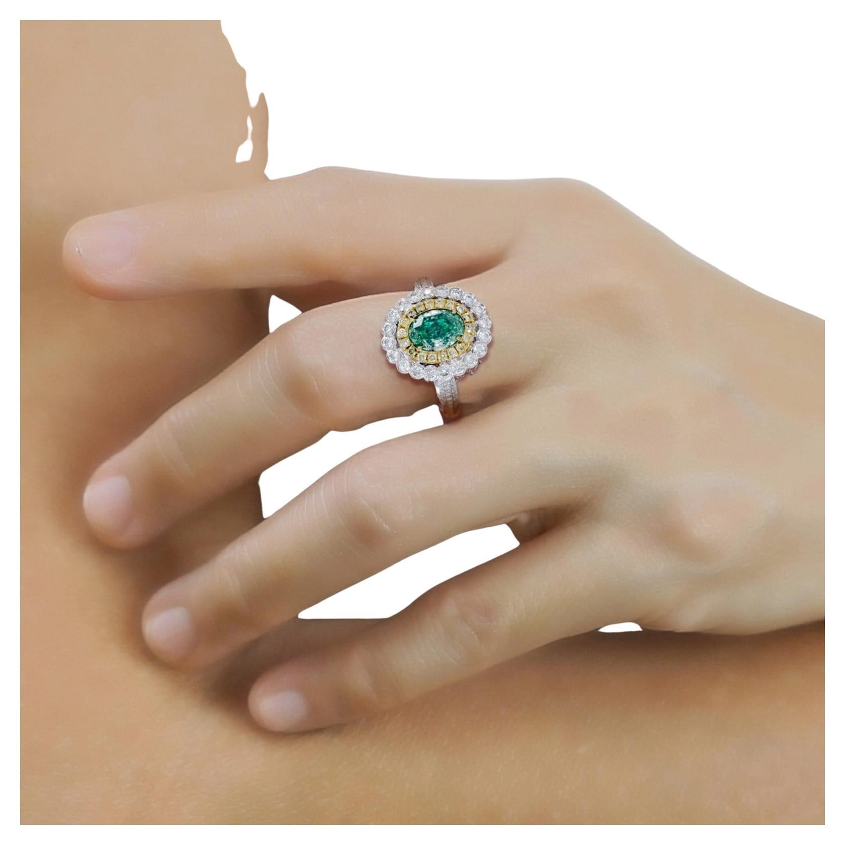1.01 Carat Fancy Intense Green Diamond Ring VS Clarity AGL Certified For Sale