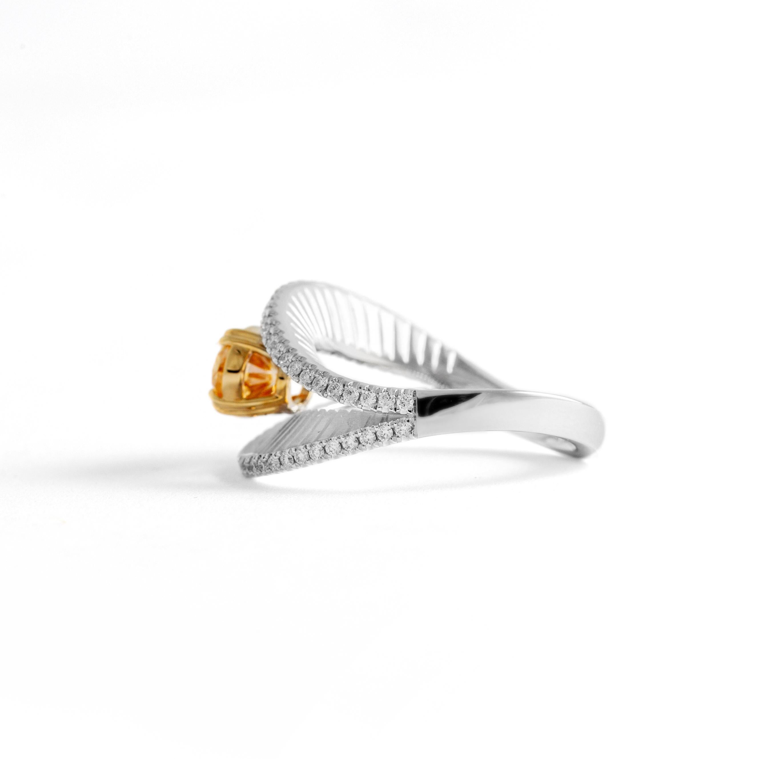 1.01 carat Fancy Intense Yellow Orange Diamond Gold Ring For Sale 3