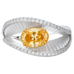 1,01 quilates Anillo de Oro con Diamante Amarillo Intenso Naranja Fancy