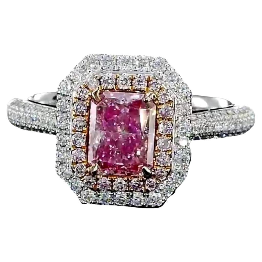 1.01 Carat Fancy Pink Diamond Ring SI Clarity AGL Certified For Sale