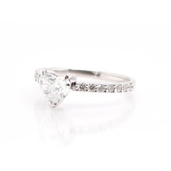 1.01 Carat, H SI-2 Natural Diamond Solitaire Ring Set in Platinum