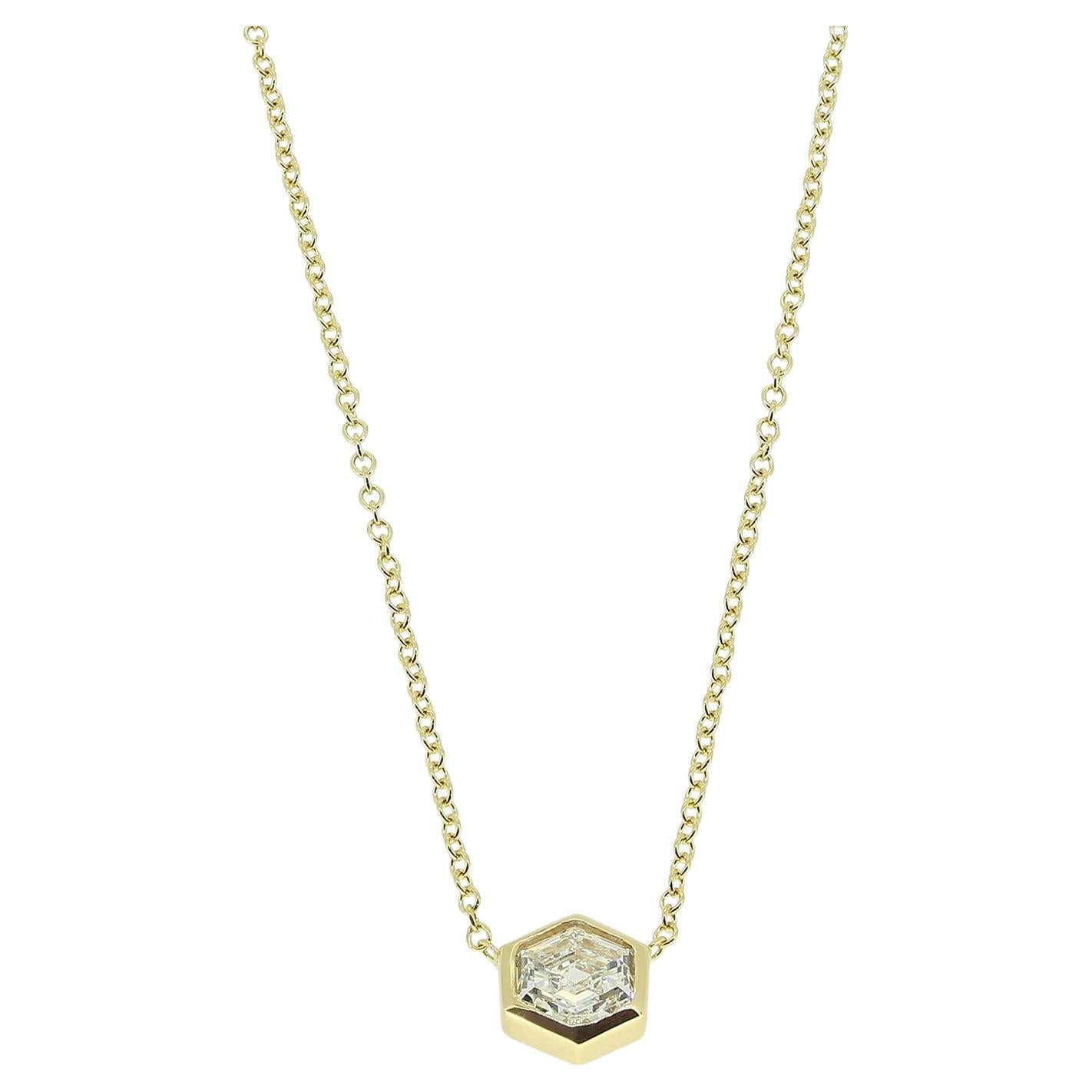 Collier solitaire en diamant hexagonal de 1,01 carat