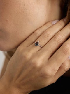 1.01 Carat Kite Cut Teal Sapphire White Gold Ring