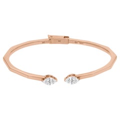 1.01 Carat Marquise Diamond Cuff Bangle Bracelet 18 Karat Rose Gold Fine Jewelry