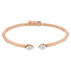 Pulsera brazalete con diamantes marquesa de 1,01 quilates Oro rosa de 18 quilates Joyería fina