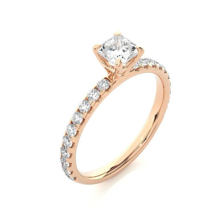 For Sale:  1.01 Carat Moissanite Women Engagement Ring in Rose Gold Plated Sterling Silver 3