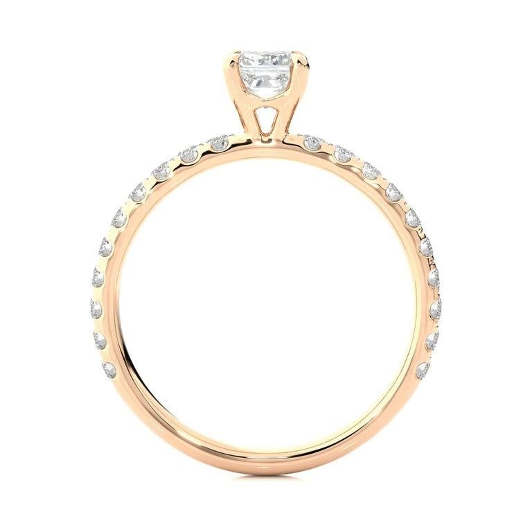 For Sale:  1.01 Carat Moissanite Women Engagement Ring in Rose Gold Plated Sterling Silver 4