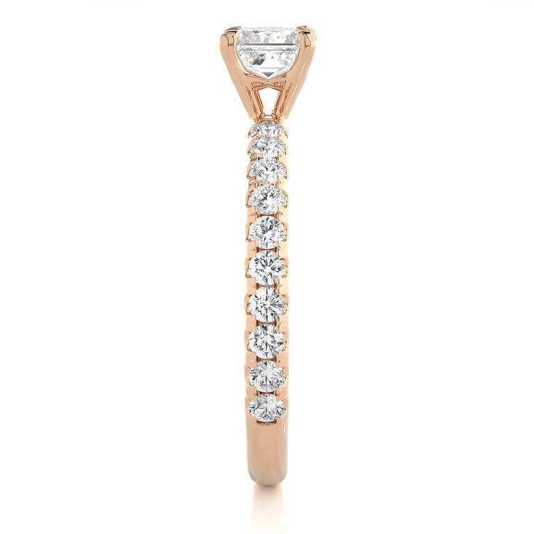 For Sale:  1.01 Carat Moissanite Women Engagement Ring in Rose Gold Plated Sterling Silver 5