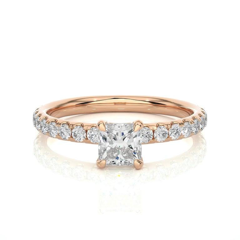 For Sale:  1.01 Carat Moissanite Women Engagement Ring in Rose Gold Plated Sterling Silver 7