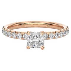 1,01 Karat Moissanit Damen Verlobungsring aus vergoldetem Sterlingsilber in Roségold