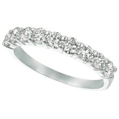 1.01 Carat Natural Diamond 9 Stone Band Ring G SI 14K White Gold