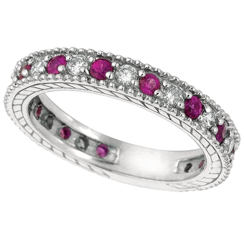 Sortija de Diamante Natural y Zafiro Rosa de 1,01 Quilates en Oro Blanco de 14 Kilates