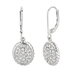 1.01 Carat Natural Diamond Oval Cluster Earrings G SI 14K White Gold