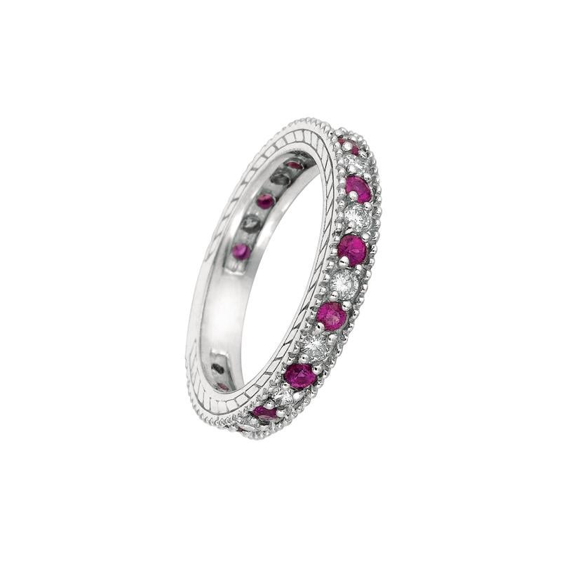 Diamond and Pink Sapphire Round Cut Ring G SI 14K White Gold

100% Natural Diamonds and Sapphires
1.01CTW
G-H
SI
14K White Gold Prong style, 3.20 grams
3 mm in width
Size 7 (small shank for sizing)
12 diamonds - 0.50ct, 12 sapphires -